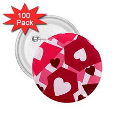 Pink Hearts Pattern Love Shape 2 25  Buttons (100 Pack)  by Bajindul