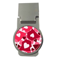 Pink Hearts Pattern Love Shape Money Clips (round)  by Bajindul