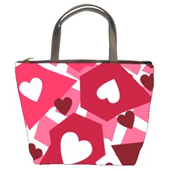 Pink Hearts Pattern Love Shape Bucket Bag by Bajindul