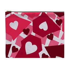 Pink Hearts Pattern Love Shape Cosmetic Bag (xl)