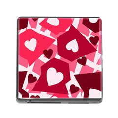 Pink Hearts Pattern Love Shape Memory Card Reader (square 5 Slot)