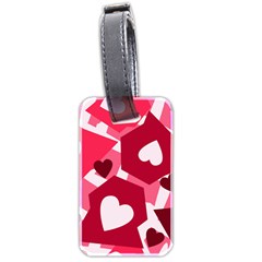 Pink Hearts Pattern Love Shape Luggage Tag (two Sides) by Bajindul
