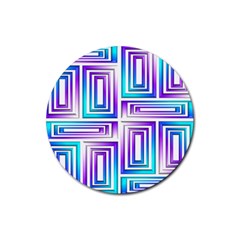 Geometric Metallic Aqua Purple Rubber Coaster (round)  by HermanTelo