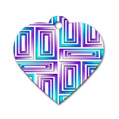 Geometric Metallic Aqua Purple Dog Tag Heart (two Sides) by HermanTelo