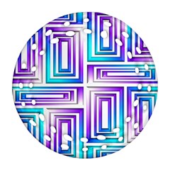 Geometric Metallic Aqua Purple Ornament (round Filigree) by HermanTelo