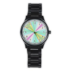 Background Burst Abstract Color Stainless Steel Round Watch