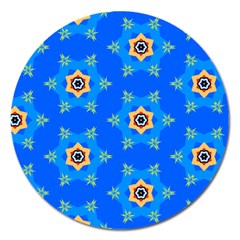 Pattern Backgrounds Blue Star Magnet 5  (round)