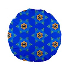 Pattern Backgrounds Blue Star Standard 15  Premium Flano Round Cushions