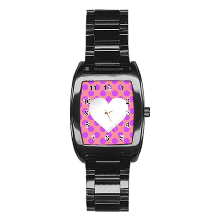 Love Heart Valentine Stainless Steel Barrel Watch