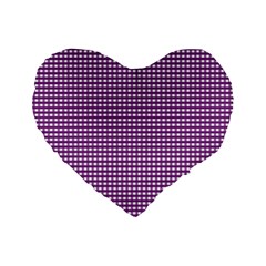 Gingham Plaid Fabric Pattern Purple Standard 16  Premium Heart Shape Cushions