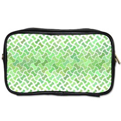 Green Pattern Curved Puzzle Toiletries Bag (two Sides) by HermanTelo