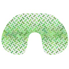 Green Pattern Curved Puzzle Travel Neck Pillow
