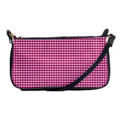 Gingham Plaid Fabric Pattern Pink Shoulder Clutch Bag by HermanTelo