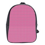 Gingham Plaid Fabric Pattern Pink School Bag (XL) Front