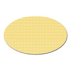 Gingham Plaid Fabric Pattern Yellow Oval Magnet by HermanTelo