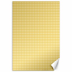 Gingham Plaid Fabric Pattern Yellow Canvas 12  X 18  by HermanTelo