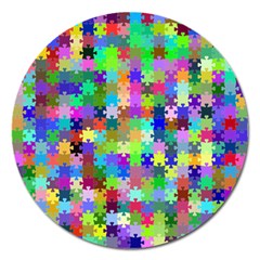 Jigsaw Puzzle Background Chromatic Magnet 5  (round) by HermanTelo