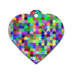 Jigsaw Puzzle Background Chromatic Dog Tag Heart (two Sides) by HermanTelo
