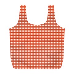 Gingham Plaid Fabric Pattern Red Full Print Recycle Bag (l)