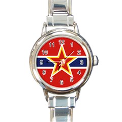 Flag Of The People s Liberation Army Navy, 1950 s Round Italian Charm Watch by abbeyz71