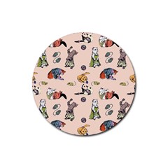 Funny Cats Rubber Round Coaster (4 Pack)  by Sobalvarro