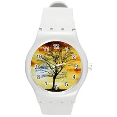 Branches Dawn Dusk Fall Round Plastic Sport Watch (m) by Pakrebo