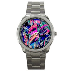 Tropical Leaves Resize 2000x2000 Same A3580b Sport Metal Watch by Sobalvarro