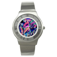 Tropical Leaves Resize 2000x2000 Same A3580b Stainless Steel Watch by Sobalvarro