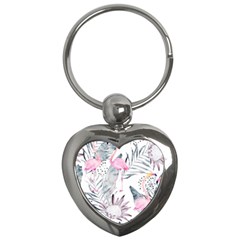 Tropical Flamingos Key Chain (heart) by Sobalvarro