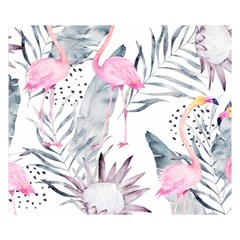 Tropical Flamingos Double Sided Flano Blanket (small)  by Sobalvarro