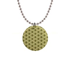 Green Star Pattern 1  Button Necklace