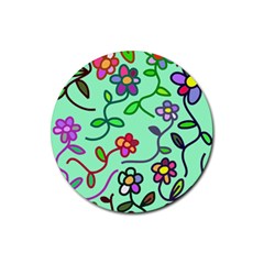 Flowers Floral Plants Rubber Round Coaster (4 Pack)  by Bajindul