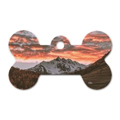 Scenic View Of Snow Capped Mountain Dog Tag Bone (one Side) by Pakrebo