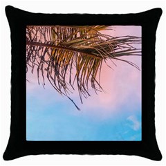 Two Green Palm Leaves On Low Angle Photo Throw Pillow Case (black) by Pakrebo