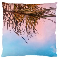 Two Green Palm Leaves On Low Angle Photo Large Flano Cushion Case (one Side) by Pakrebo
