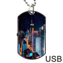 High Rise Buildings With Lights Dog Tag Usb Flash (two Sides) by Pakrebo