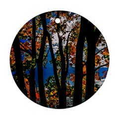 Silhouette Of Trees Ornament (round)