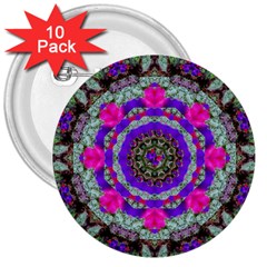 Floral To Be Happy Of In Soul 3  Buttons (10 Pack)  by pepitasart