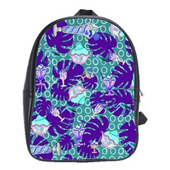 Ice Cream Tropical Pattern Blue School Bag (large)