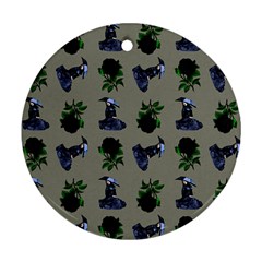 Gothic Girl Rose Grey Pattern Round Ornament (two Sides)