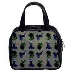 Gothic Girl Rose Grey Pattern Classic Handbag (two Sides) by snowwhitegirl