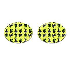 Gothic Girl Rose Yellow Pattern Cufflinks (oval) by snowwhitegirl