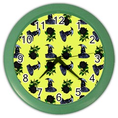 Gothic Girl Rose Yellow Pattern Color Wall Clock by snowwhitegirl