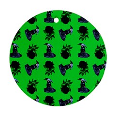 Gothic Girl Rose Green Pattern Round Ornament (two Sides) by snowwhitegirl