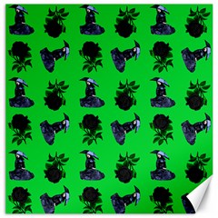 Gothic Girl Rose Green Pattern Canvas 16  X 16  by snowwhitegirl