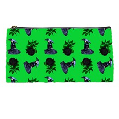 Gothic Girl Rose Green Pattern Pencil Cases