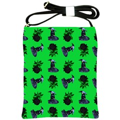 Gothic Girl Rose Green Pattern Shoulder Sling Bag by snowwhitegirl