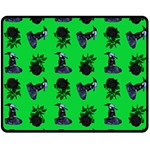 Gothic Girl Rose Green Pattern Double Sided Fleece Blanket (Medium)  58.8 x47.4  Blanket Back