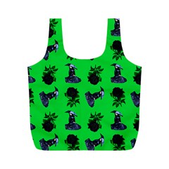 Gothic Girl Rose Green Pattern Full Print Recycle Bag (m) by snowwhitegirl