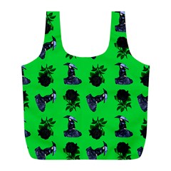 Gothic Girl Rose Green Pattern Full Print Recycle Bag (l) by snowwhitegirl